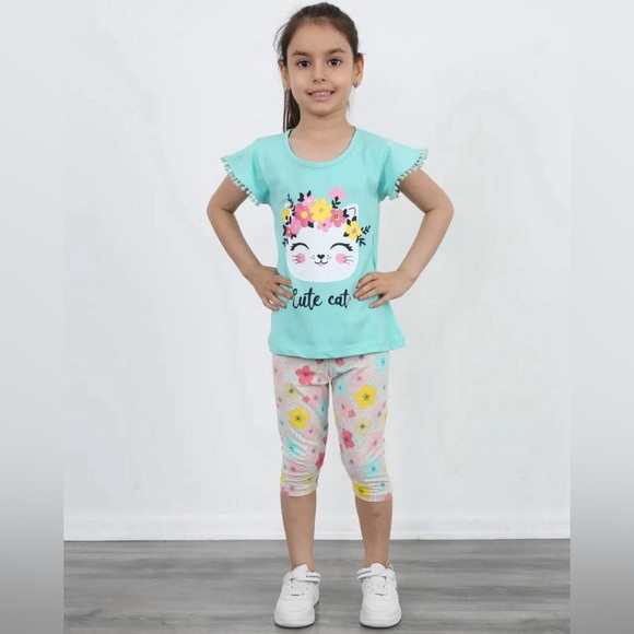 Beautiful Cute Cat Set. Brand new. 100% premium cotton.Sizes 4Y, 5Y, 6Y - Picture 1 of 8